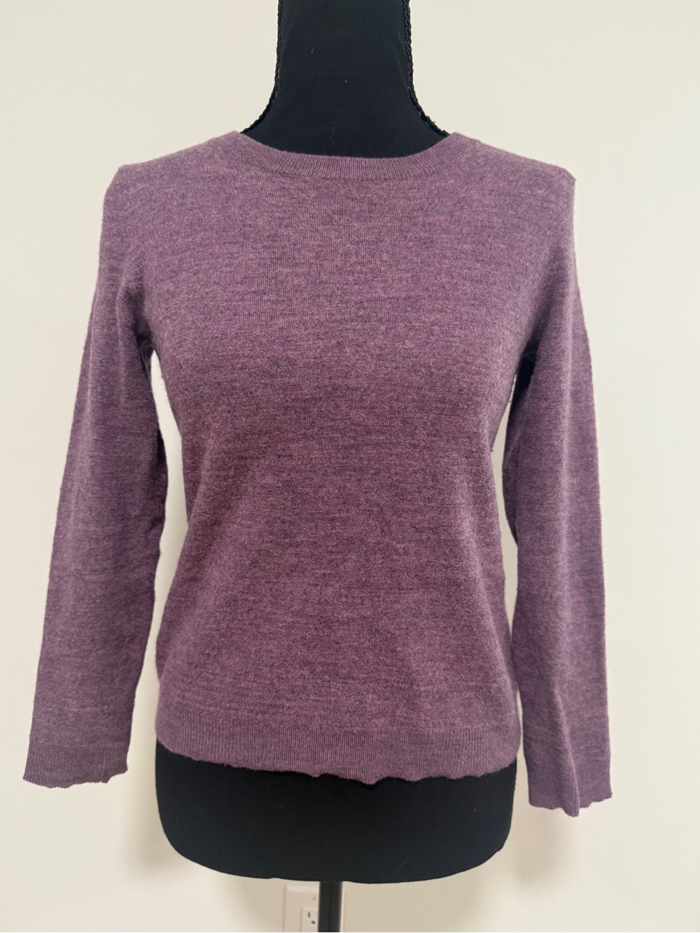 Max Studio 100% Extra Fine Merino Wool Sweater Plum Purple Fits XS/S Lightweight